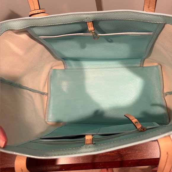 Kate Spade Blue and Cream Striped Tote Bag with Wallet - Picture 6 of 16